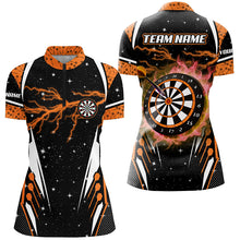 Load image into Gallery viewer, Personalized Thunder Lightning Orange Dart Jerseys Shirts For Women Custom Team League Darts Shirts TDM2149