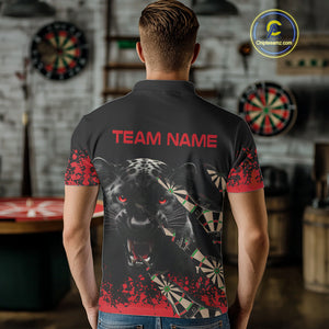 Grunge Black And Red Panther Dart Shirt For Men Custom Dart Jersey Team Polo & Quarter Zip TDM4485
