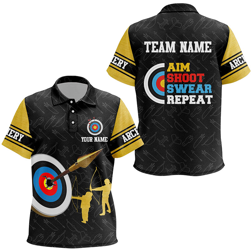 Aim Shoot Swear Repeat Archery 3d Target Custom Name Kid Polo Shirts Custom Archery Team Shirts TDM0477