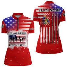 Load image into Gallery viewer, It&#39;s The Skill Custom American Flag Women Billiard Shirt Funny Billiard Jersey |Red TDM3121