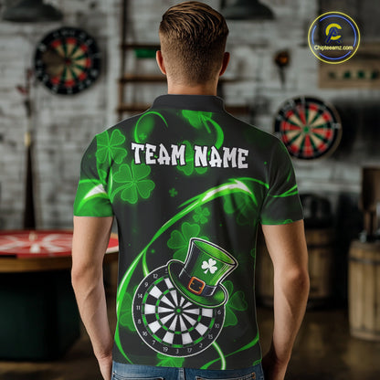 Green Glowing Shamrock Luckiest Darts Shirt For Men Custom St Patrick Day Darts Team Jersey TDM5356