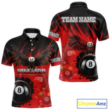 Load image into Gallery viewer, Personalized Eagle 8 Ball Pool Billiard Shirt For Men, Billiard Jerseys Team Polo &amp; 1/4 Zip|Red TDM3826