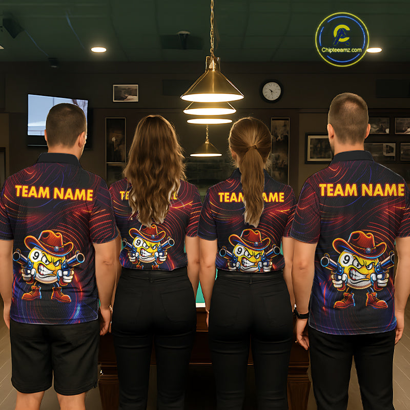 Funny Neon 9 Ball Billiard Shirt For Men Custom Pool Team Shirt, Billiard Jersey Polo & 1/4 Zip TDM6248