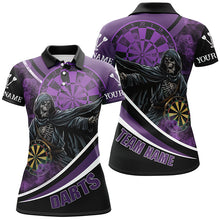 Load image into Gallery viewer, Death Skeleton Purple Darts Jersey Women Polo &amp; Quarter-Zip Shirts Custom Team League Darts Shirts TDM1726