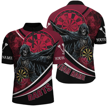 Grim Reaper Red Darts Jersey Men Polo & Quarter-Zip Shirts Custom Team League Darts Shirts TDM1727