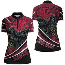 Load image into Gallery viewer, Death Skeleton Red Darts Jersey Women Polo &amp; Quarter-Zip Shirts Custom Team League Darts Shirts TDM1727