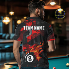 Load image into Gallery viewer, Red And Black Camo Billiard Shirt For Men Custom Flaming 8 Ball Pool Team Shirt, Billiard Jerseys TDM4119