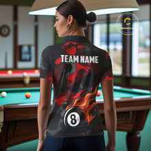 Load image into Gallery viewer, Red And Black Camo Billiard Shirt For Women Custom Flaming 8 Ball Pool Team Shirt, Billiard Jerseys TDM4119