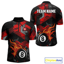 Load image into Gallery viewer, Red And Black Camo Billiard Shirt For Men Custom Flaming 8 Ball Pool Team Shirt, Billiard Jerseys TDM4119