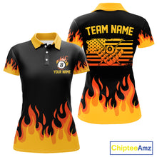 Load image into Gallery viewer, Personalized Orange Flaming Billiard Jersey For Women Custom 8 Ball Pool Billiard Team Shirts TDM4296
