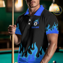 Load image into Gallery viewer, Personalized Blue Flaming Billiard Jersey For Men Custom 8 Ball Pool Billiard Team Shirts TDM4297