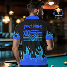 Load image into Gallery viewer, Personalized Blue Flaming Billiard Jersey For Men Custom 8 Ball Pool Billiard Team Shirts TDM4297