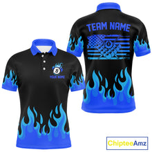Load image into Gallery viewer, Personalized Blue Flaming Billiard Jersey For Men Custom 8 Ball Pool Billiard Team Shirts TDM4297
