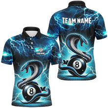 Load image into Gallery viewer, Lightning Thunder Snakes Custom Blue 8 Ball Pool Shirts For Men, Billiard Team League Jerseys TDM2418