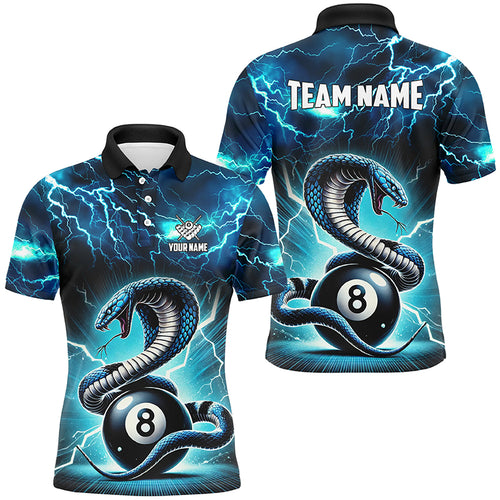 Lightning Thunder Snakes Custom Blue 8 Ball Pool Shirts For Men, Billiard Team League Jerseys TDM2418