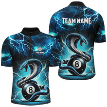 Load image into Gallery viewer, Lightning Thunder Snakes Custom Blue 8 Ball Pool Shirts For Men, Billiard Team League Jerseys TDM2418