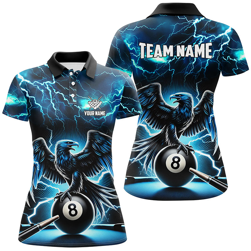 Lightning Thunder Eagle Custom Blue 8 Ball Pool Shirts For Women, Billiard Team League Jerseys TDM2420