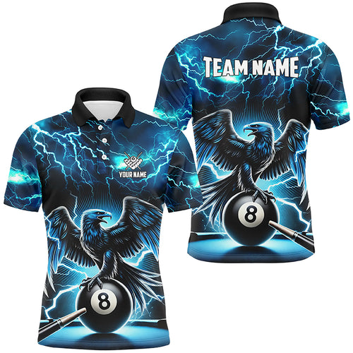 Lightning Thunder Eagle Custom Blue 8 Ball Pool Shirts For Men, Billiard Team League Jerseys TDM2420