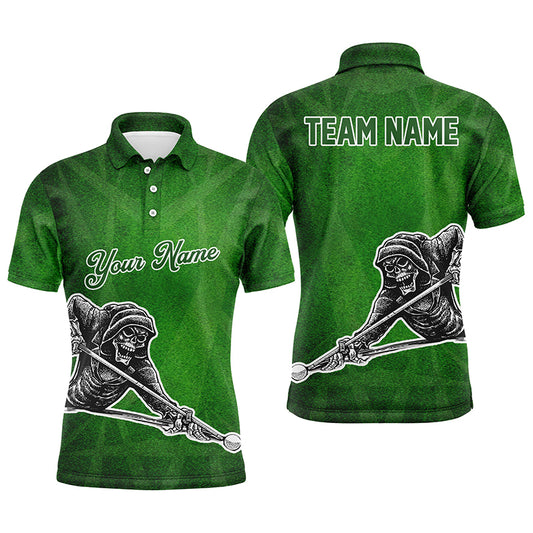 Personalized Green 3D Pattern Design A Skeleton Playing Billiards 3D Polo Shirts For Men TDM0272