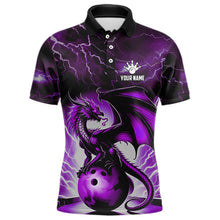 Load image into Gallery viewer, Purple Thunder Lightning Custom Dragon Bowling Shirts For Men, Bowling Team Jerseys Polo &amp; 1/4 Zip TDM3680
