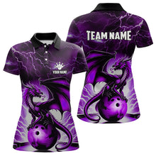 Load image into Gallery viewer, Purple Thunder Lightning Custom Dragon Bowling Shirts For Women, Bowling Team Jerseys Polo &amp; 1/4 Zip TDM3680