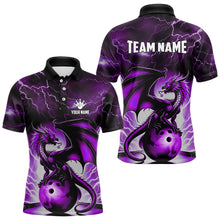 Load image into Gallery viewer, Purple Thunder Lightning Custom Dragon Bowling Shirts For Men, Bowling Team Jerseys Polo &amp; 1/4 Zip TDM3680