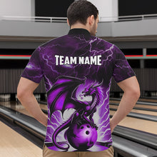 Load image into Gallery viewer, Purple Thunder Lightning Custom Dragon Bowling Shirts For Men, Bowling Team Jerseys Polo &amp; 1/4 Zip TDM3680