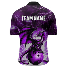 Load image into Gallery viewer, Purple Thunder Lightning Custom Dragon Bowling Shirts For Men, Bowling Team Jerseys Polo &amp; 1/4 Zip TDM3680