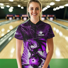 Load image into Gallery viewer, Purple Thunder Lightning Custom Dragon Bowling Shirts For Women, Bowling Team Jerseys Polo &amp; 1/4 Zip TDM3680