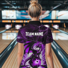 Load image into Gallery viewer, Purple Thunder Lightning Custom Dragon Bowling Shirts For Women, Bowling Team Jerseys Polo &amp; 1/4 Zip TDM3680