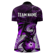 Load image into Gallery viewer, Purple Thunder Lightning Custom Dragon Bowling Shirts For Women, Bowling Team Jerseys Polo &amp; 1/4 Zip TDM3680