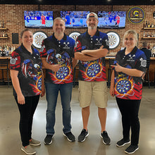 Load image into Gallery viewer, Patriotic American Flag Eagle Flame Darts Shirt For Women Custom Darts Jersey Team Polo &amp; 1/4 Zip TDM6012