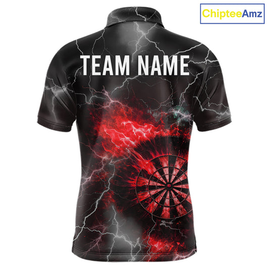 Custom Lightning Flame Red Dart Shirt For Men, Darts Jersey Pocket Option TDM6020