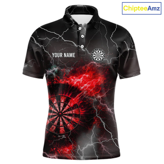 Custom Lightning Flame Red Dart Shirt For Men, Darts Jersey Pocket Option TDM6020