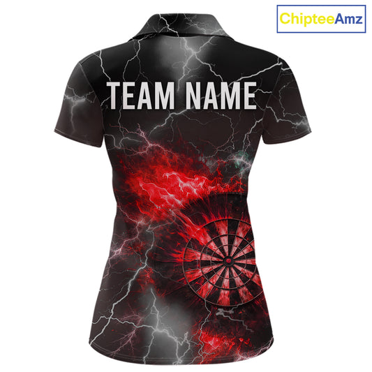 Custom Lightning Flame Red Dart Shirt For Women, Darts Jersey Pocket Option TDM6020