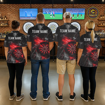 Custom Lightning Flame Red Dart Shirt For Men, Darts Jersey Pocket Option TDM6020