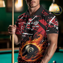 Load image into Gallery viewer, Grunge Black And Red Flaming 8 Ball Pool Men&#39;s Billiard Shirts Custom Billiard Jerseys Team Shirts TDM3833
