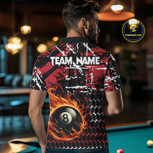 Load image into Gallery viewer, Grunge Black And Red Flaming 8 Ball Pool Men&#39;s Billiard Shirts Custom Billiard Jerseys Team Shirts TDM3833