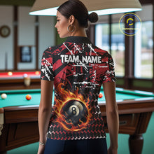 Load image into Gallery viewer, Grunge Black And Red Flaming 8 Ball Pool Women&#39;s Billiard Shirts Custom Billiard Jerseys Team Shirts TDM3833