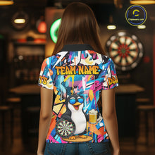 Load image into Gallery viewer, Funny Penguin Colorful Graffiti Darts Shirt For Women Custom Darts Team Jersey Polo &amp; 1/4 Zip TDM6466