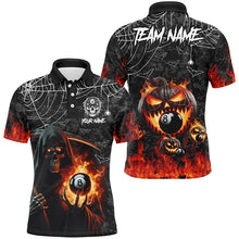 Load image into Gallery viewer, Death Skeleton With Pumpkin Fire Custom Billiard Shirts For Men, Halloween Flame Billiard Shirts TDM2427
