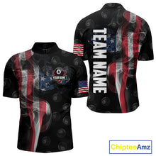 Load image into Gallery viewer, Personalized Vintage Smoke US Flag Billiard Shirts For Men, 8 Ball Pool Patriotic Billiard Jerseys TDM4731