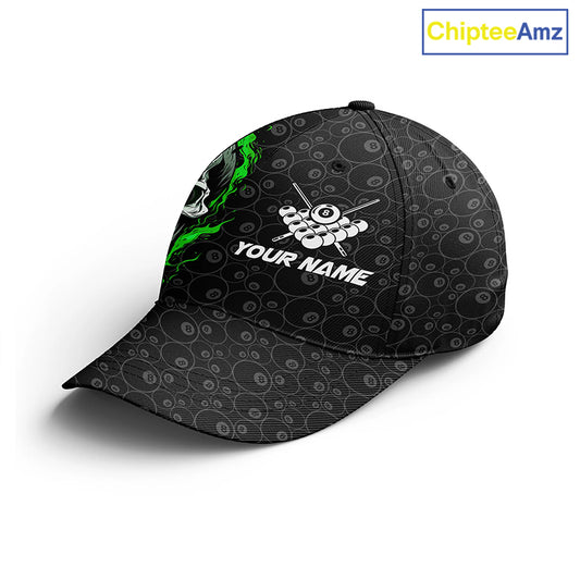 Blue Flame Skull Custom Name Billiard Cap Hats, Personalized 3D Printed Billiard Baseball Caps TDM0291