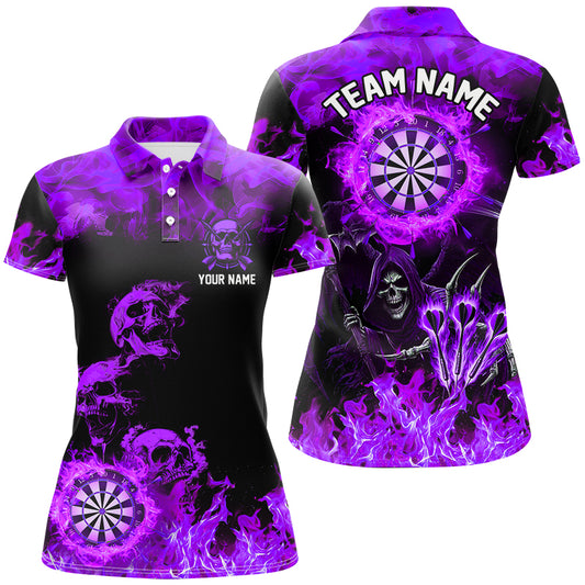 Fire Flame Darts Board Custom Skull Dart Shirts For Women, Grim Reaper  Dart Jerseys | Purple TDM2905