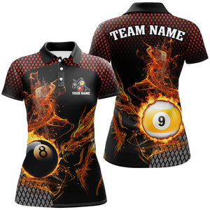 Billiard 8 Ball & 9 Ball Flame Smoke Custom Dragon Billiard Shirts For Women Billiard Team Jerseys TDM2907