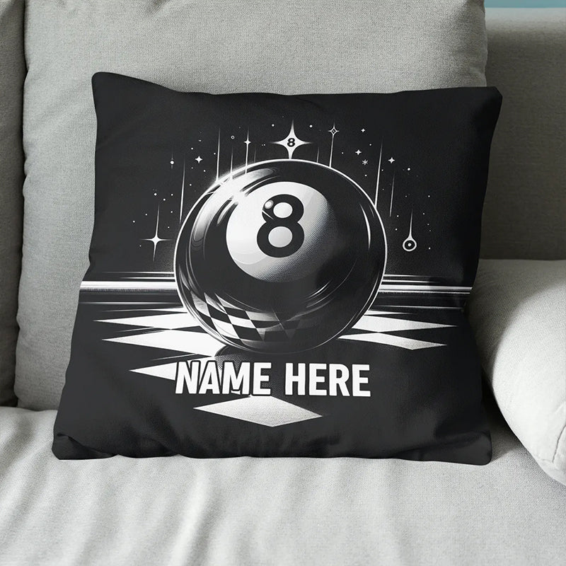 Billiard 8 Ball Pool Custom Name Black Pillow Best Billiard Pillow Gifts TDM0873