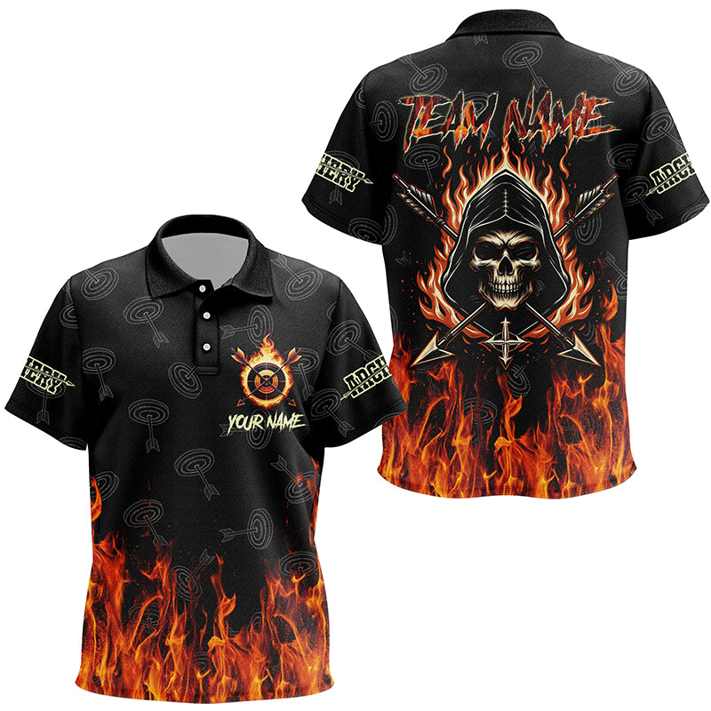 Archery Skull Fire Customized Target Pattern Polo Shirts For kid, Archery Shirts Gifts For Archer TDM1049