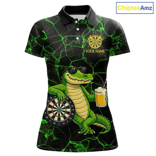 Black And Green Funny Alligator Darts Shirt For Women Custom Lightning Darts Team Jersey Outfit TDM5873