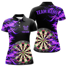 Load image into Gallery viewer, Purple Fire Flame Dart Board 3D Printed Women Darts Shirts Custom Team Name Darts Jerseys Uniform  TDM1739