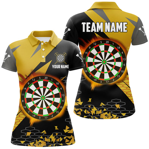 Personalized 3D Darts Board Women Polo & Quarter-Zip Shirts Custom Yellow Darts Team Jerseys Attire TDM1741